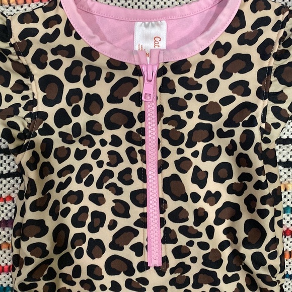 Cat & Jack Swimsuit for Toddler size 3t Girl with snaps Leopard Print and Pink - Picture 3 of 8